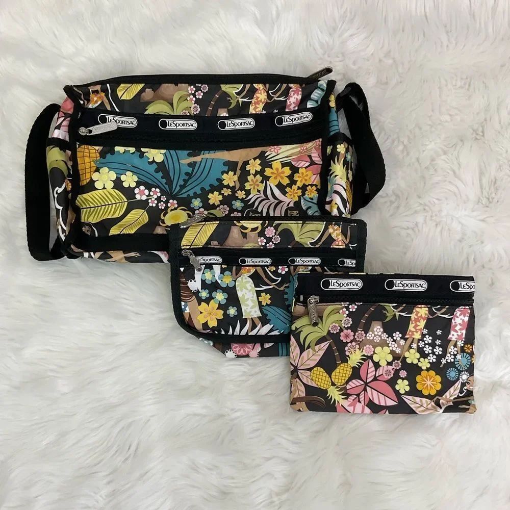 Lesportsac Wahine Hawaii Hula Wahine Wallet & Shoulder Storage Bag Set of 3